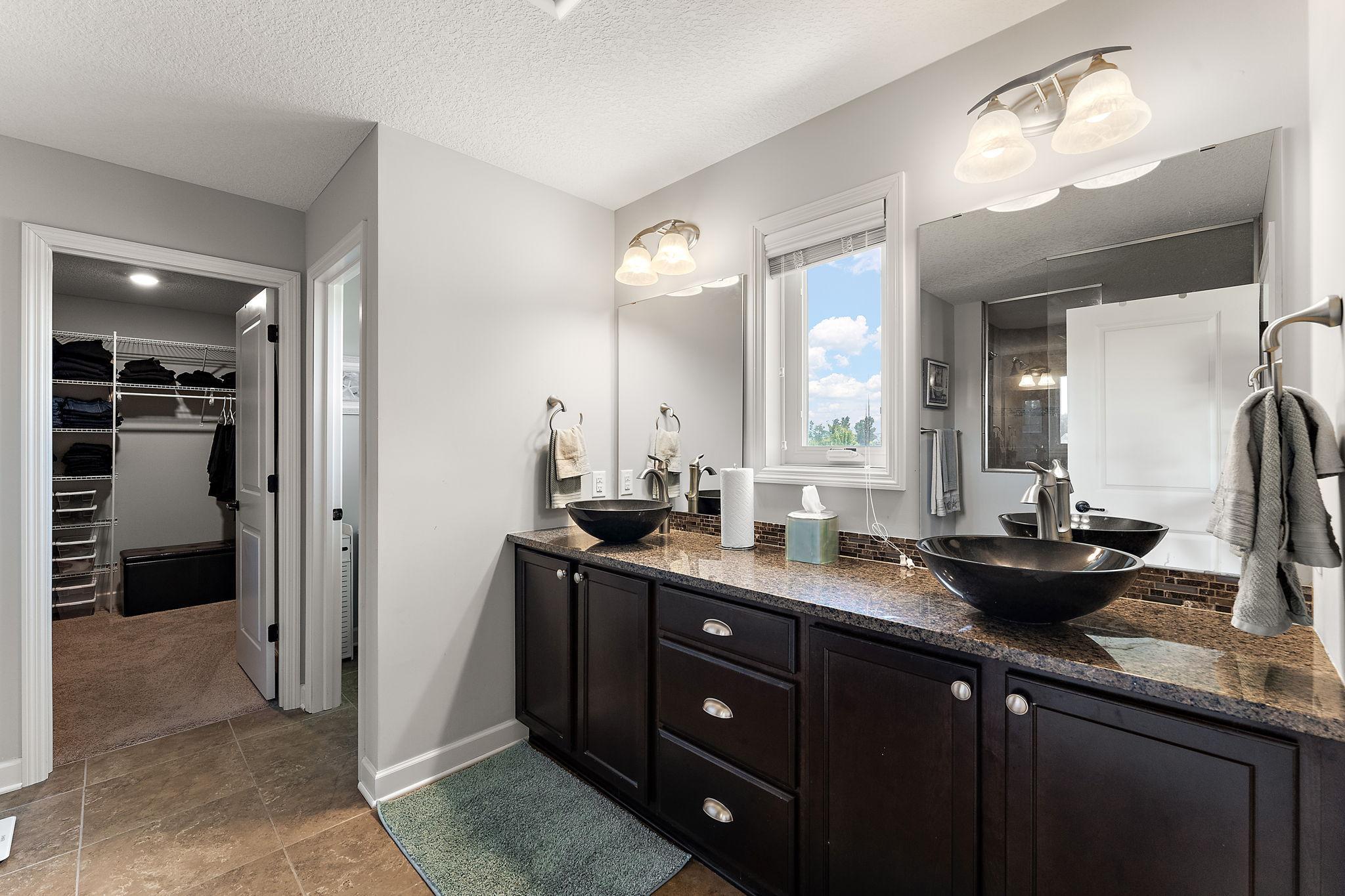 Updated double sinks with spacious vanity storage
