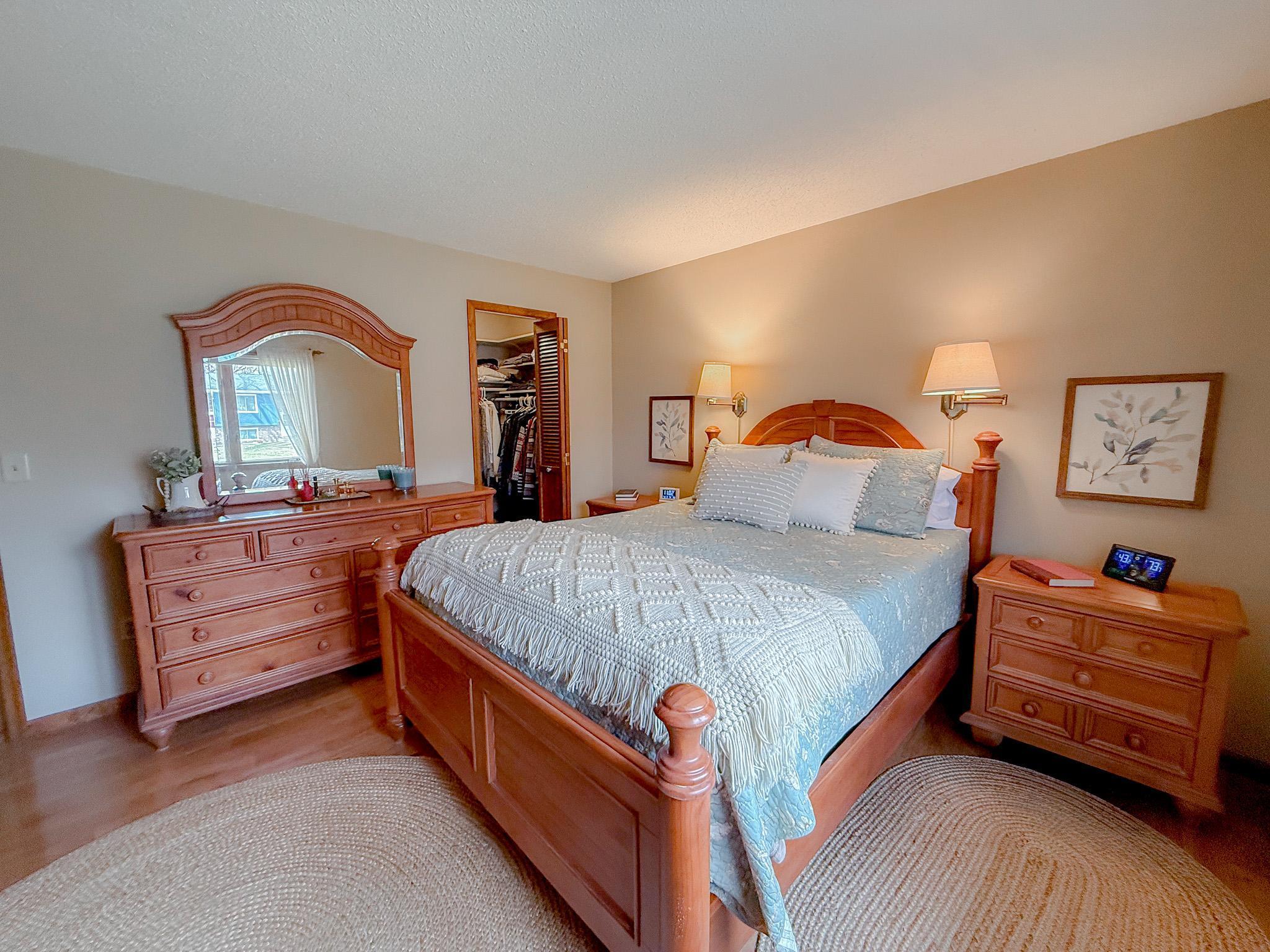 Primary Suite with walkin closet and custom shelving