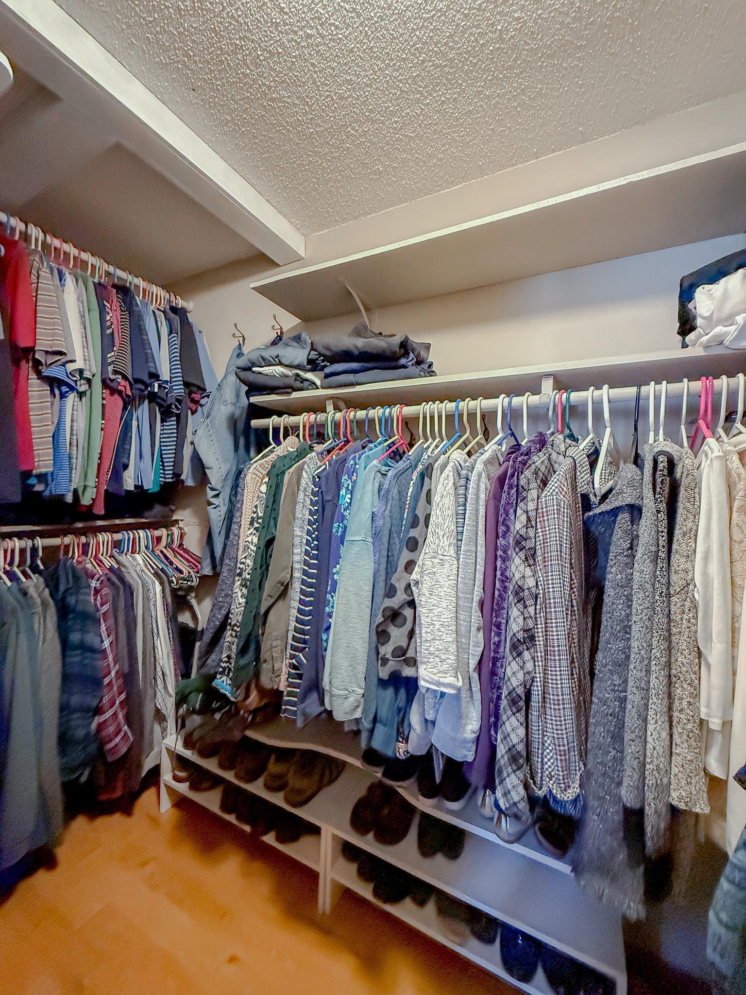 Primary Walk-in closet with custom shelving