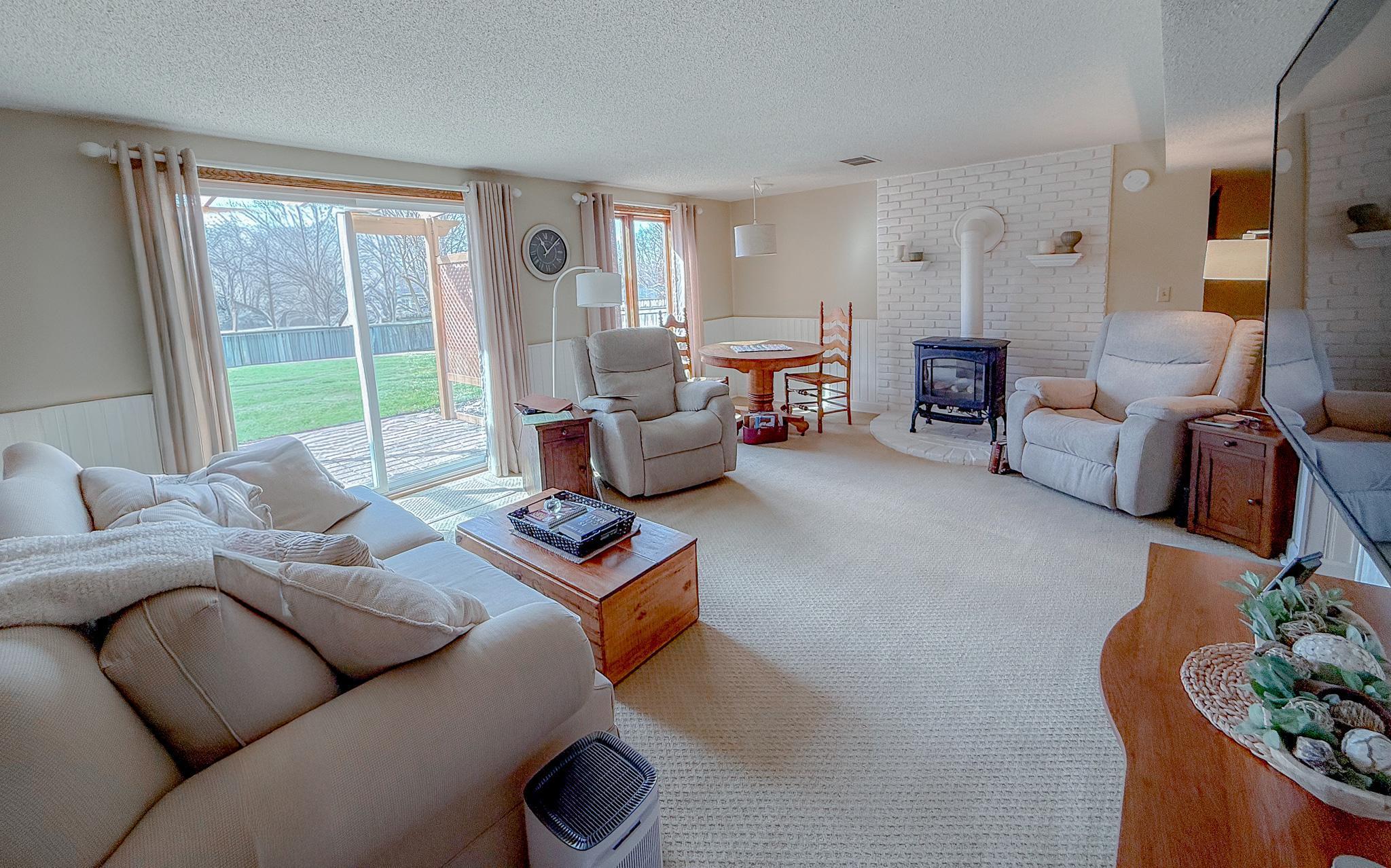 walkout to large private backyard