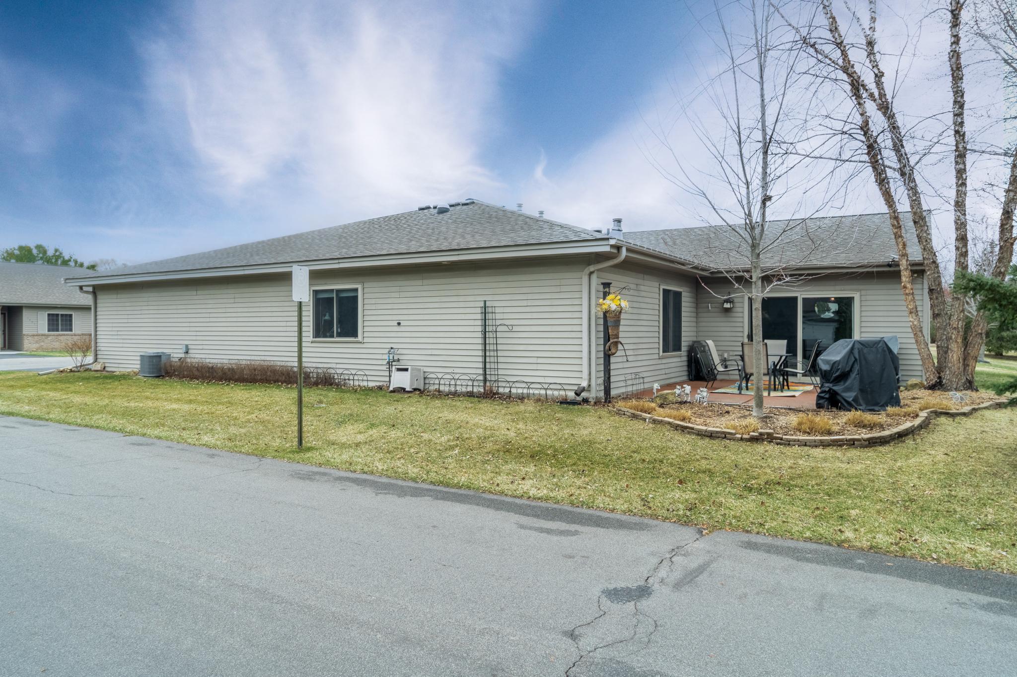 Street view of garage and patio