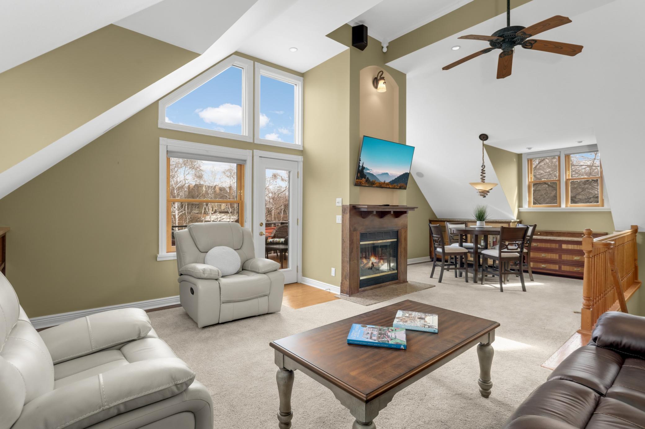 Soaring ceilings in living spaces