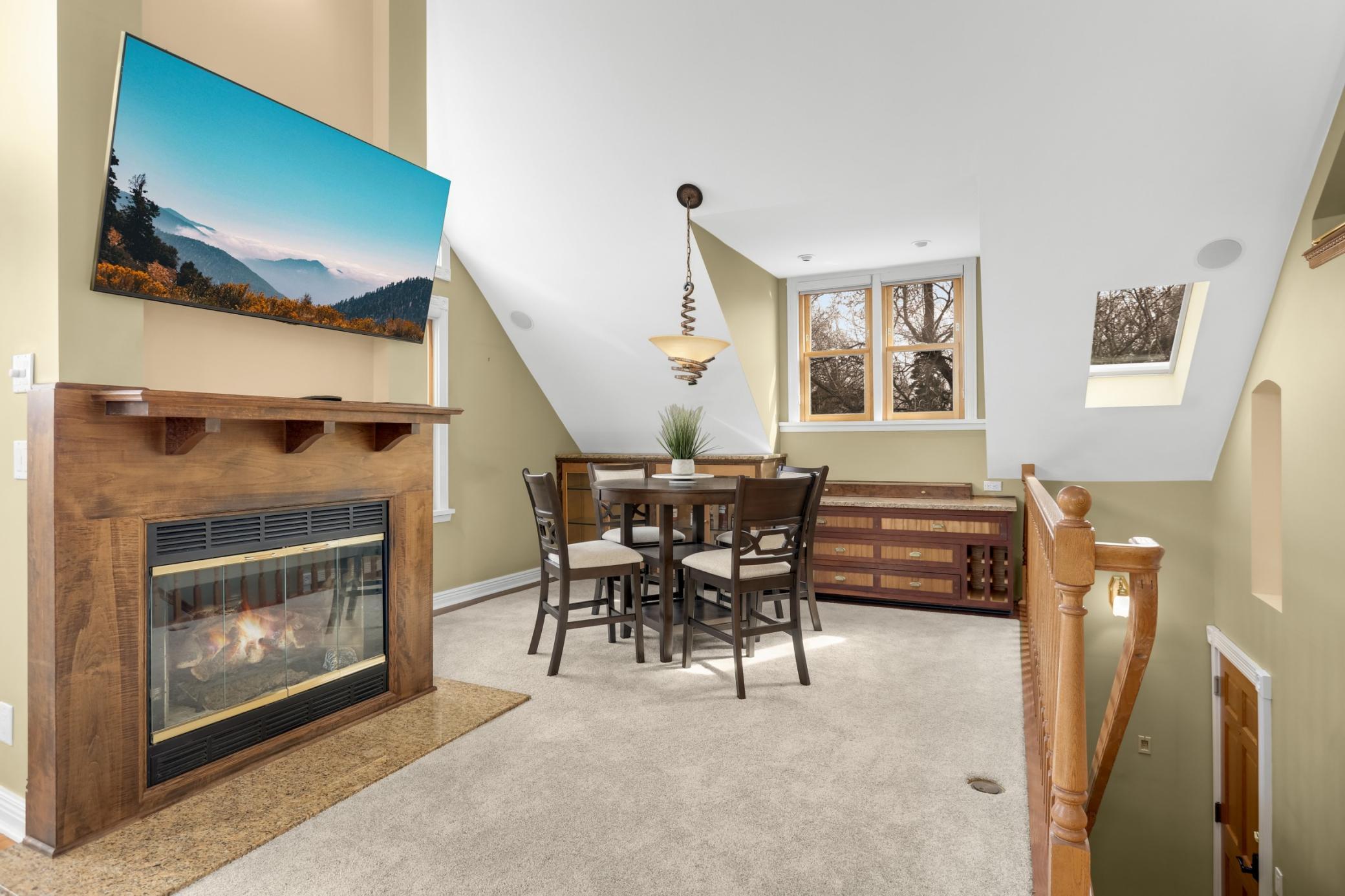 Gas fireplace in living area