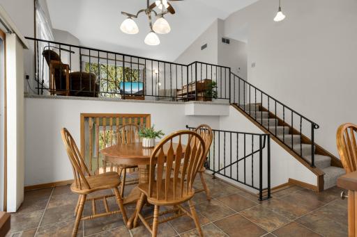 Kitchen with seamless access to both levels.