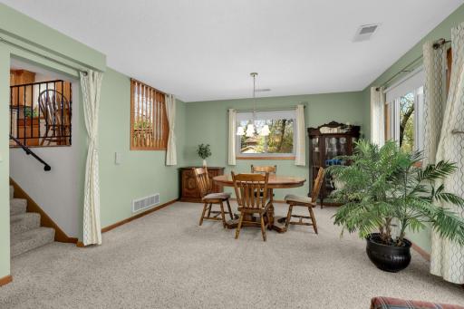 Flexible lower-level dining space.