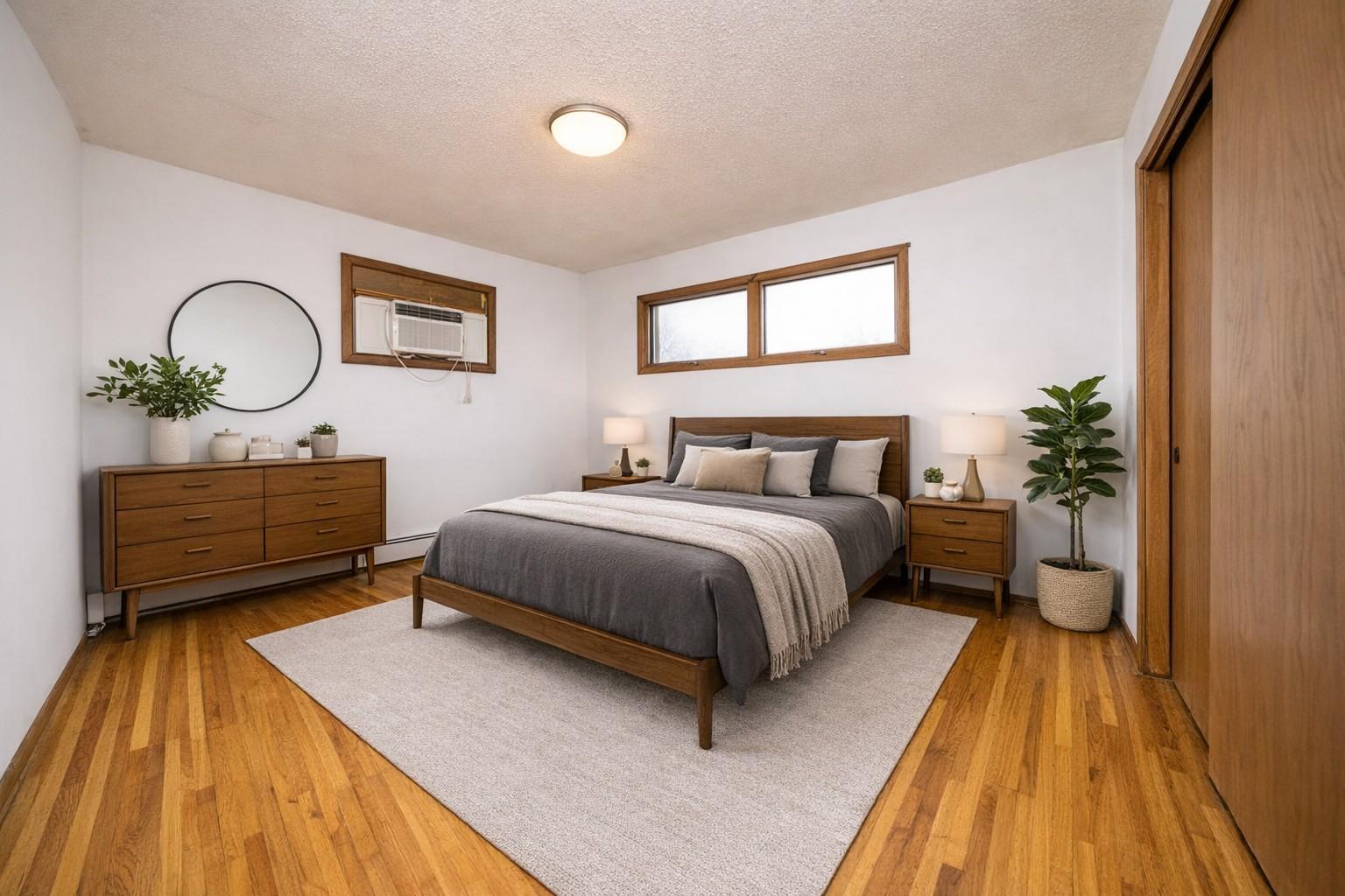 Second bedroom on the upper level. Virtually staged photo