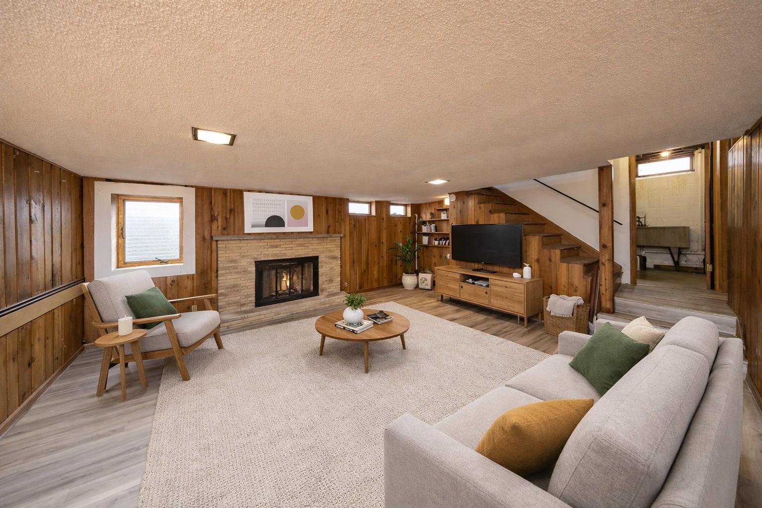 Spacious and inviting family room. Virtually staged photo