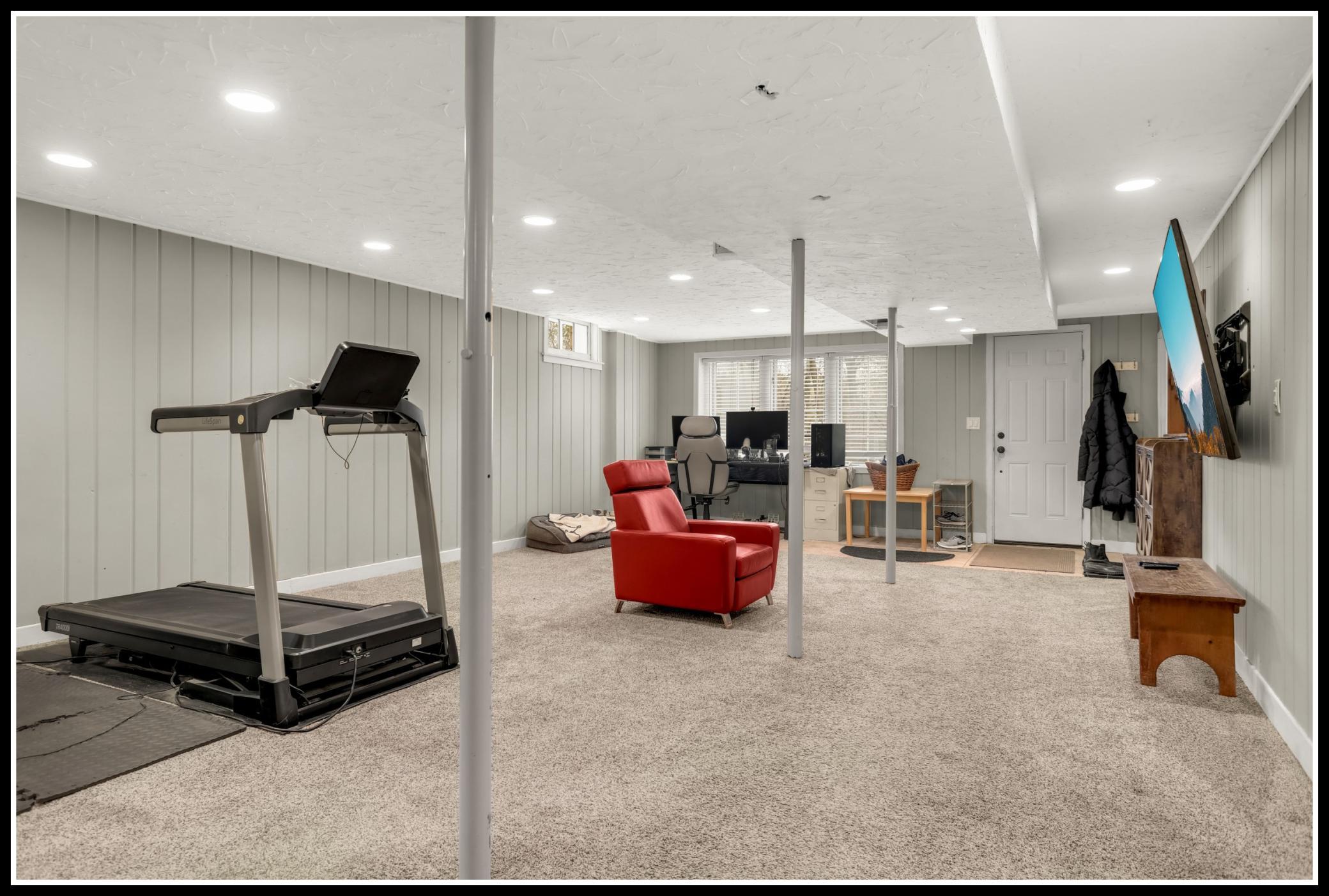 The lower level rec room makes a great any-purpose space!