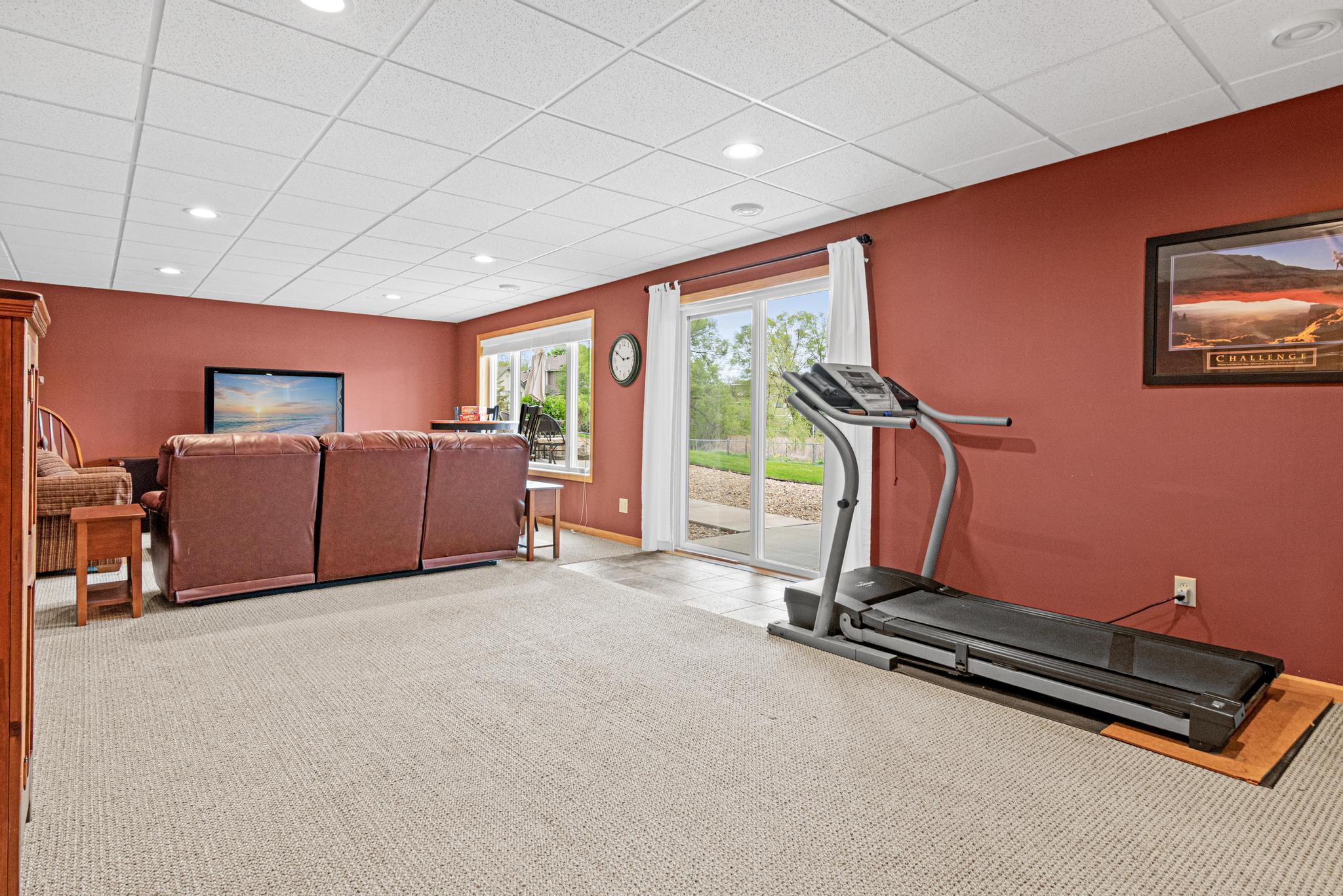 Such a great place for family fun, teenagers, or entertaining! The treadmill can stay with the home.