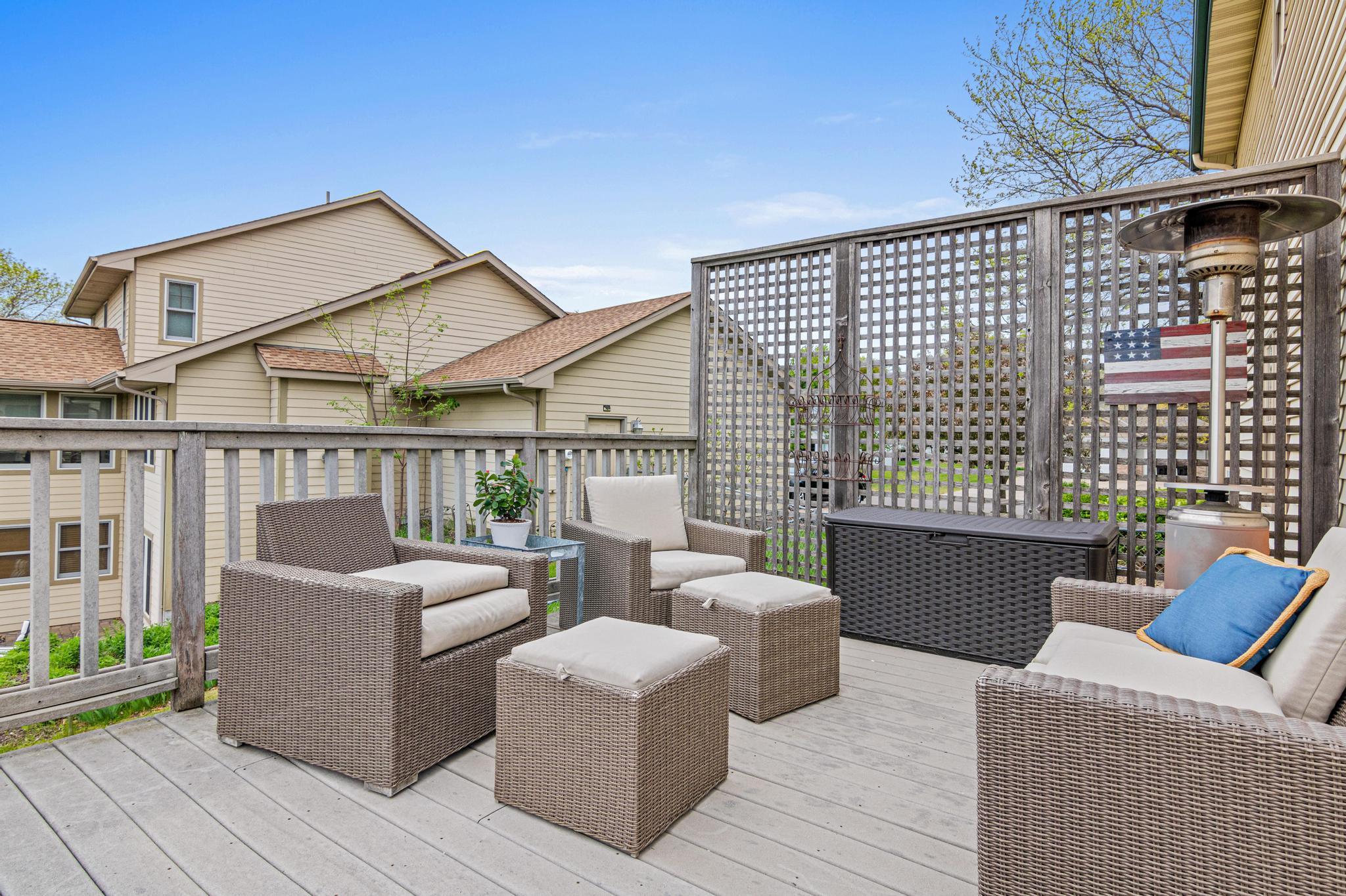 This wrap-around deck offers plenty of space for separate seating options.