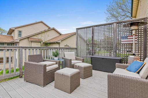 This wrap-around deck offers plenty of space for separate seating options.