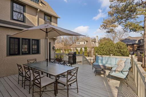 Large deck accessible from both the kitchen and the living room. Great entertaining space.