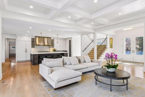 The kitchen and living areas create a fabulous entertaining space