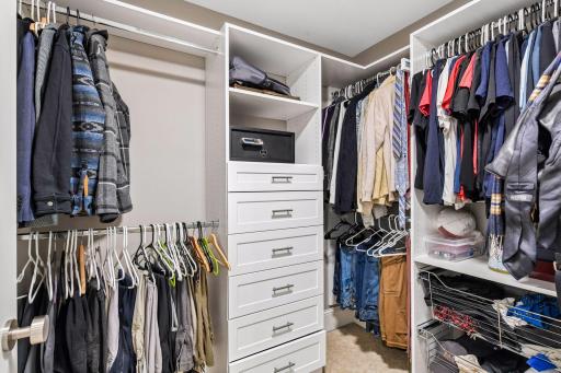 This is one of the two walk in closets in the owner's suite