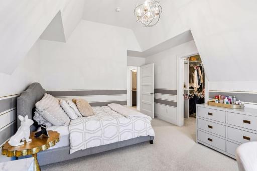 This view shows the fun architectural angles and the entrance to the 13x8 walk in closet