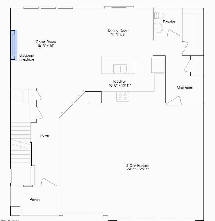 Markham main level floorplan.