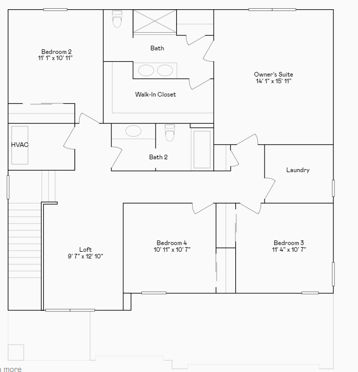 Markham upper level floorplan.