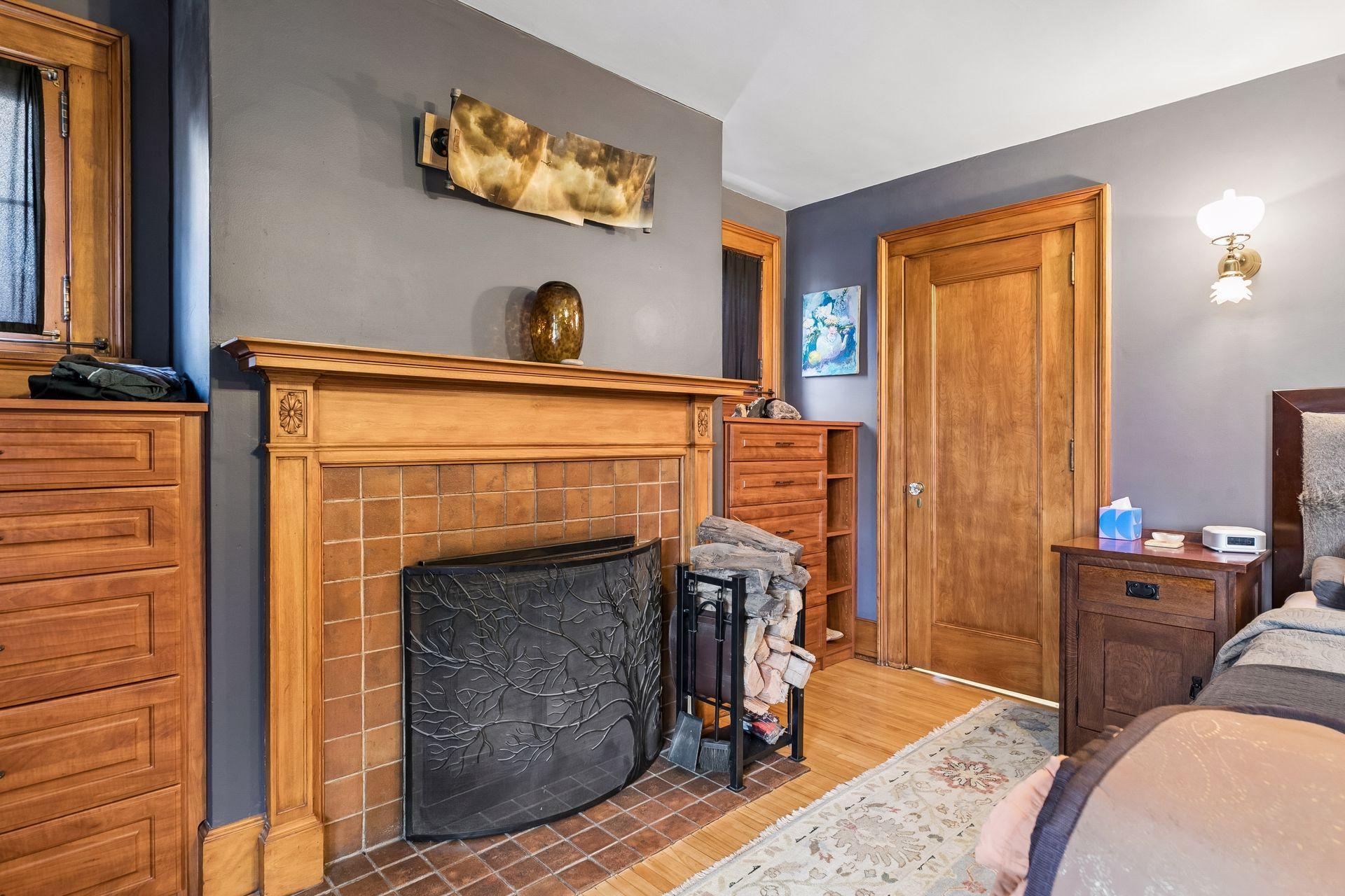 Woodburning fireplace for cozy winter evenings