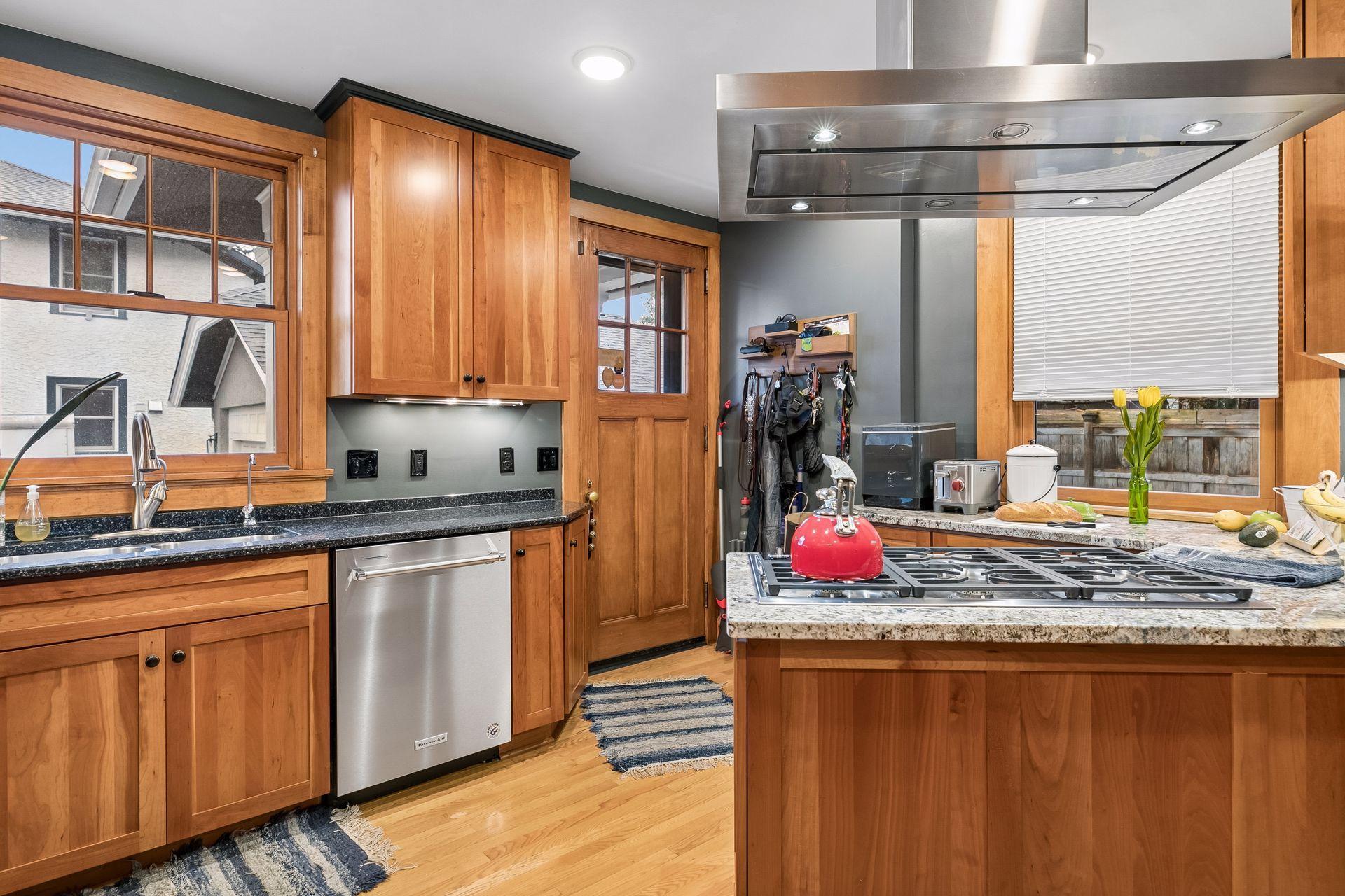 Great working space here and counterspace - easy access to backyard for grilling