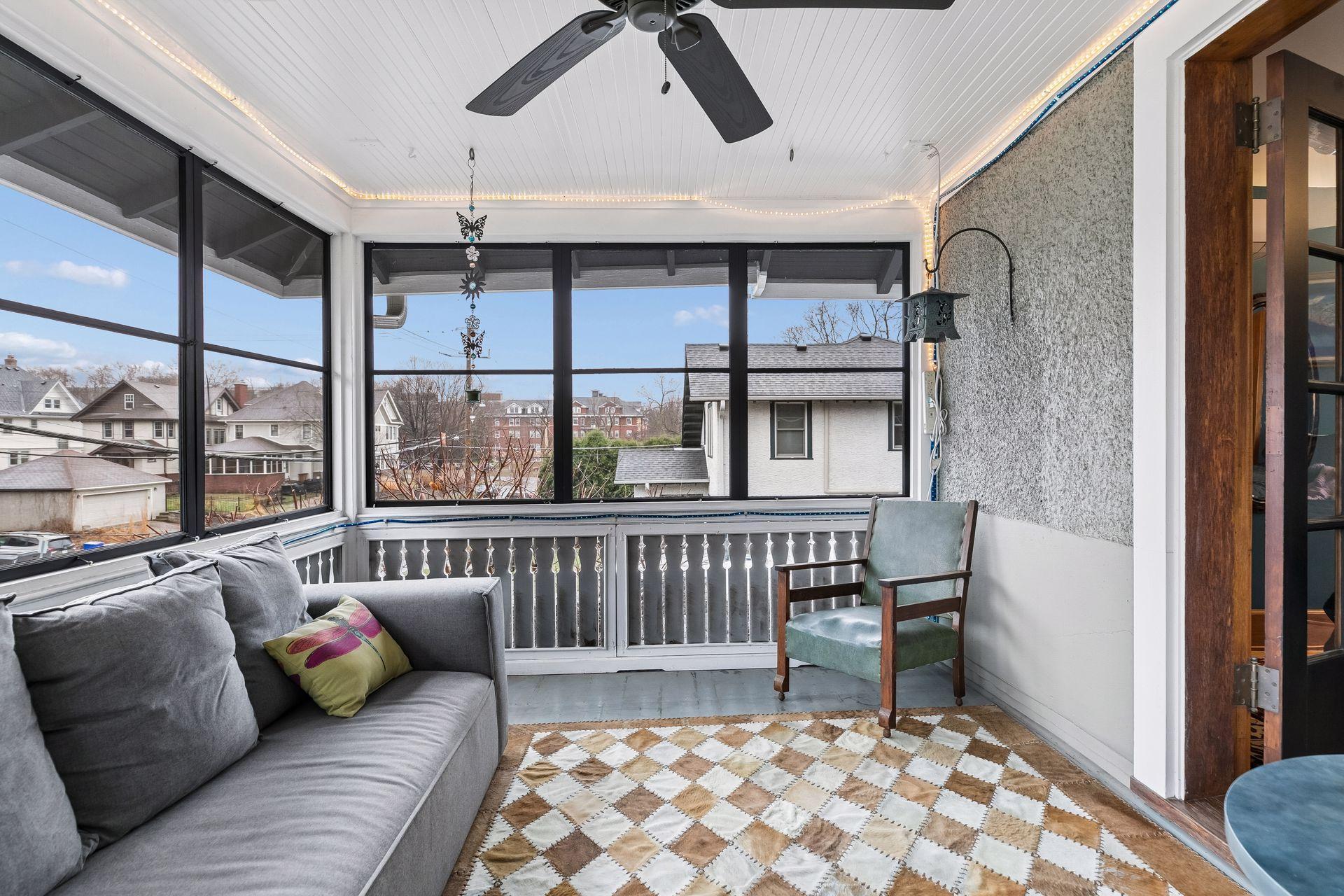 Lovely summer sleeping porch - has been rebuilt and is very solid - ceiling fan - this is the place for summer!