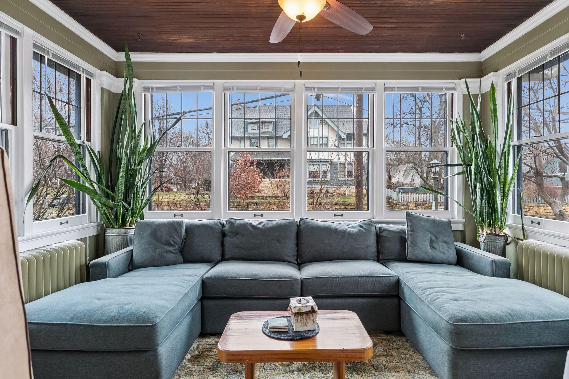 Four season porch off dining has ceiling fan - fantastic spot to lounge