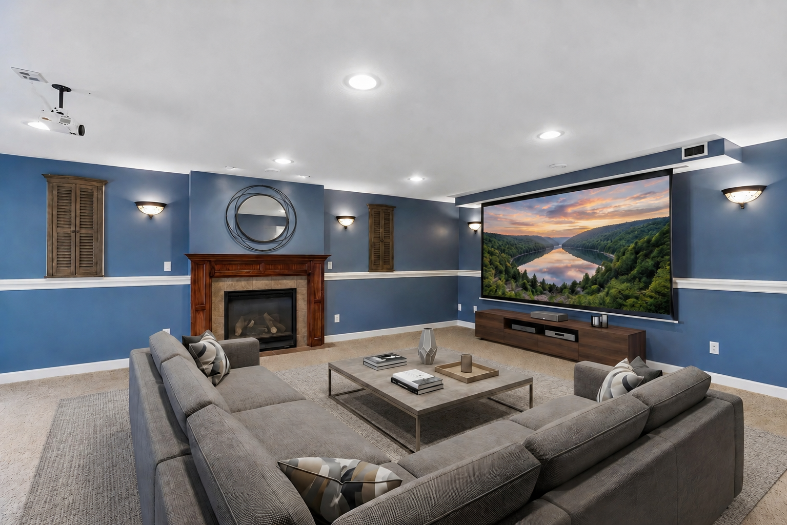 Movie nights, game days, and unforgettable gatherings all have a place in this incredible lower-level entertainment retreat. *Virtually staged to show design options.