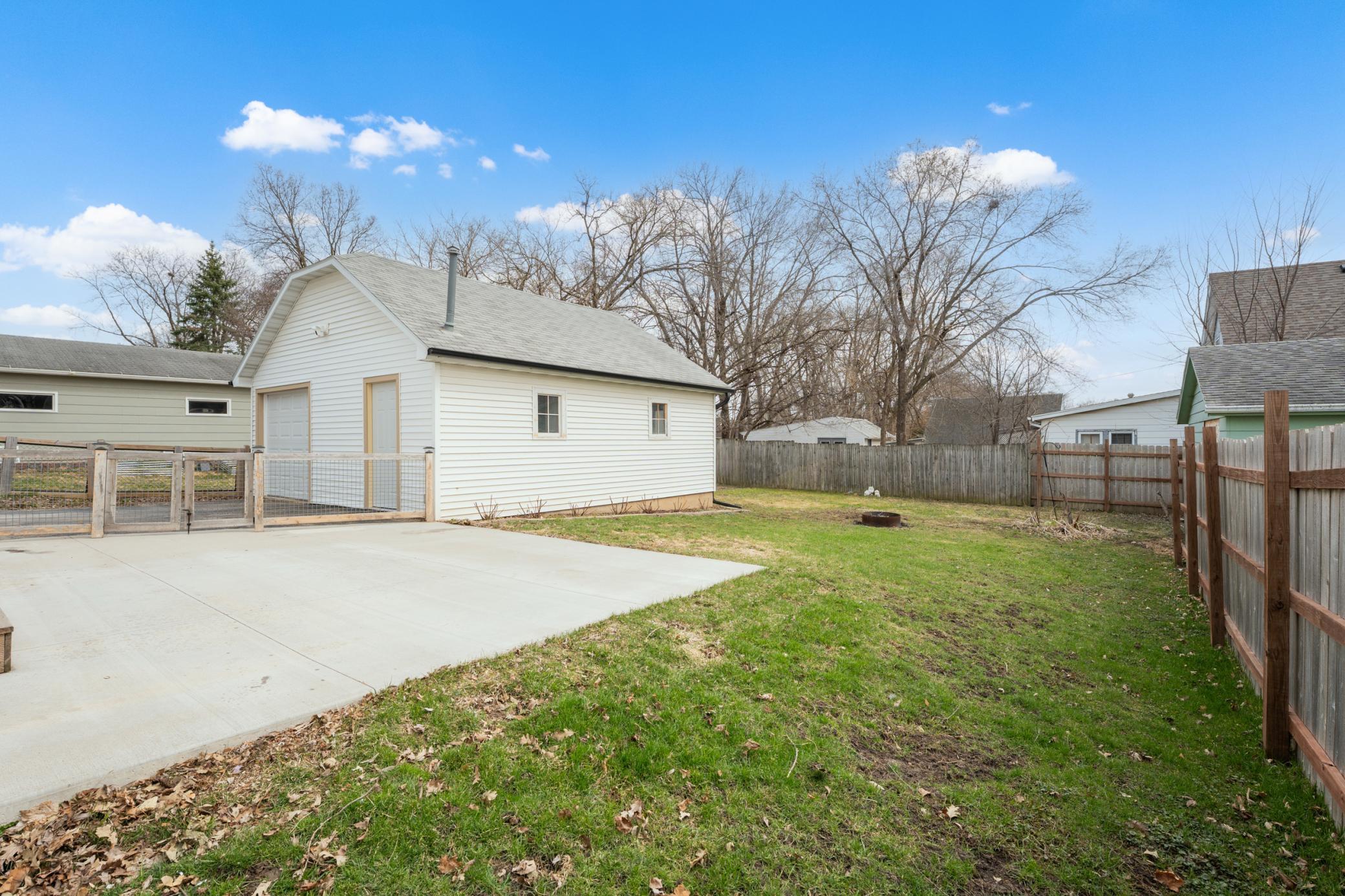 Back yard, patio & garage