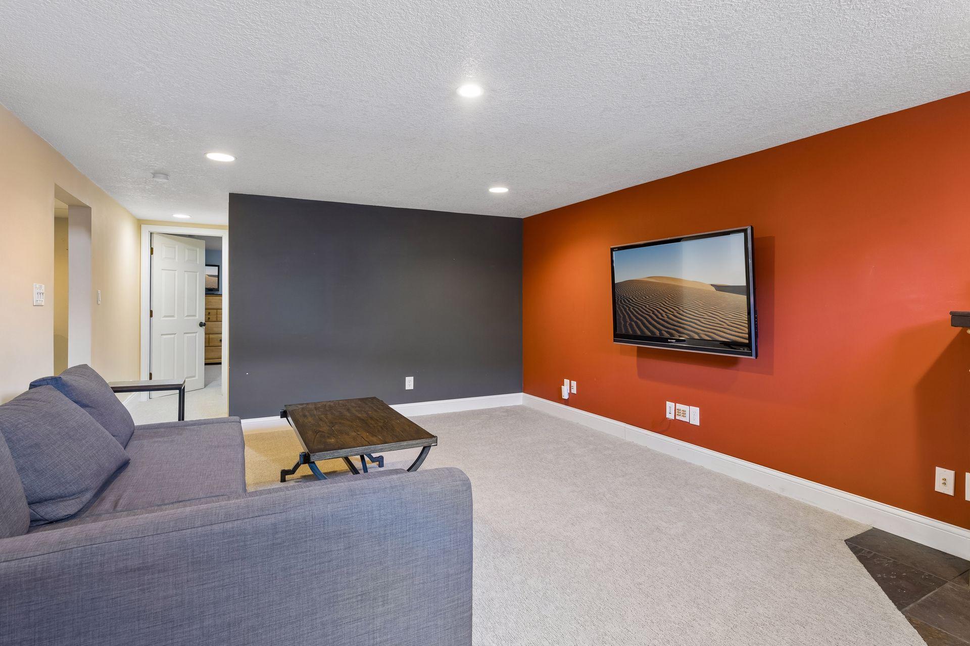 Looking towards the bathroom and lower level bedroom spaces.