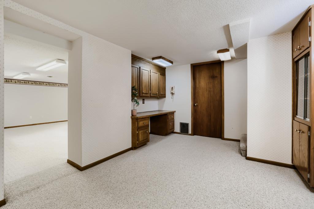 Basement built in desk area