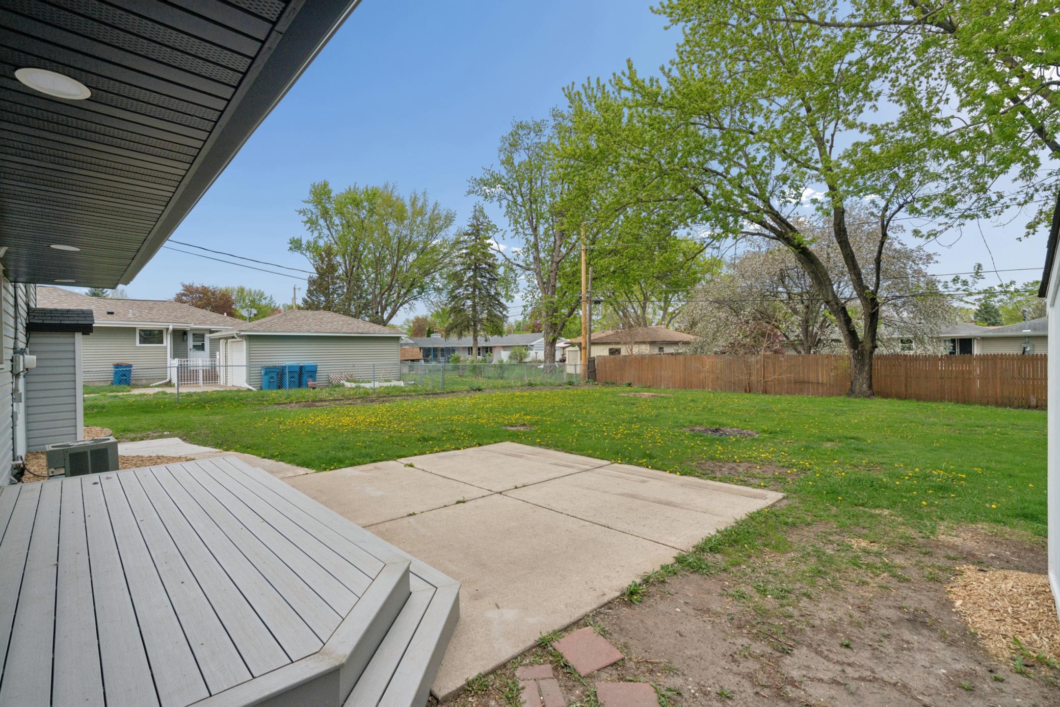 Deck to Patio and large / flat back yard