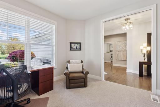 Solid pocket door to close off the office from the butler pantry area for privacy
