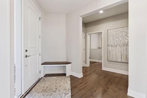 A convenient bench in both the foyer and the mudroom