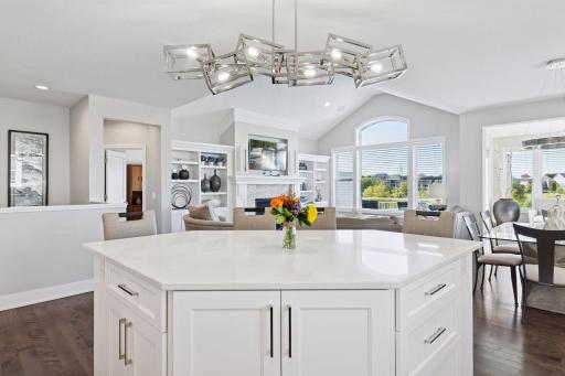 Large center island with room for four counter height chairs