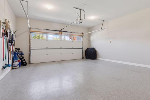 Insulated and finished, epoxy floor and rough in for an electric heater