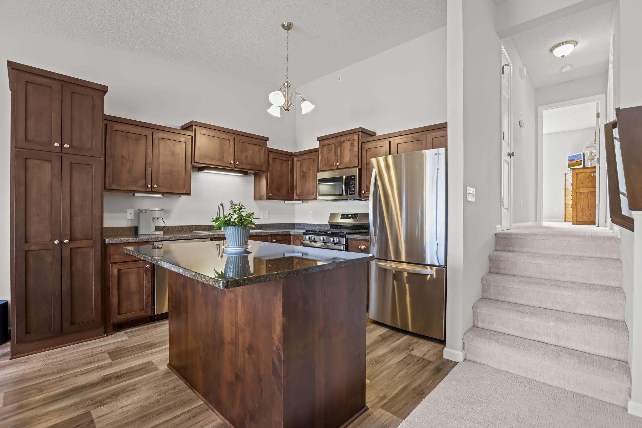 few steps up to upper level bedrooms