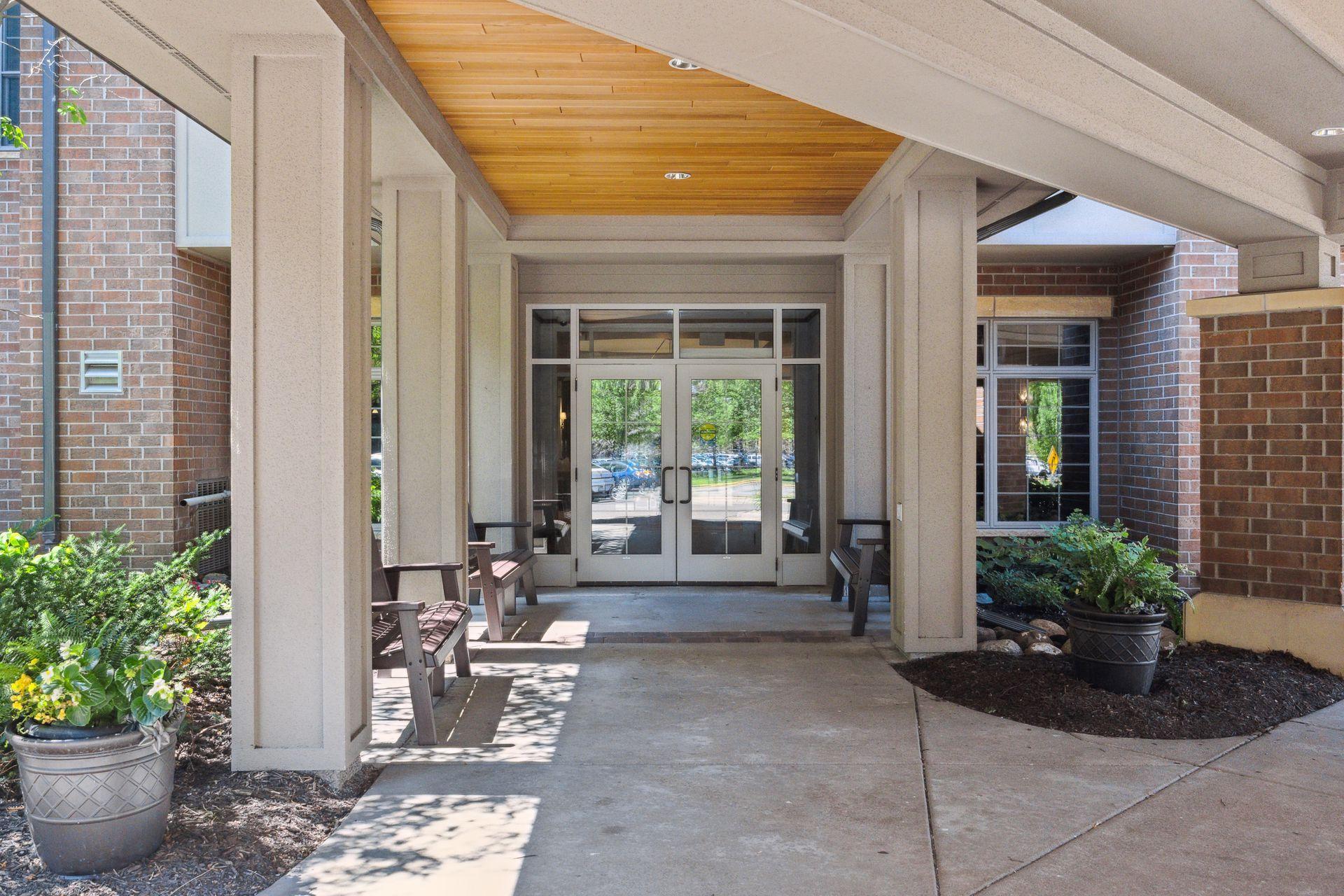 Main entrance, no step access and ramp inside.