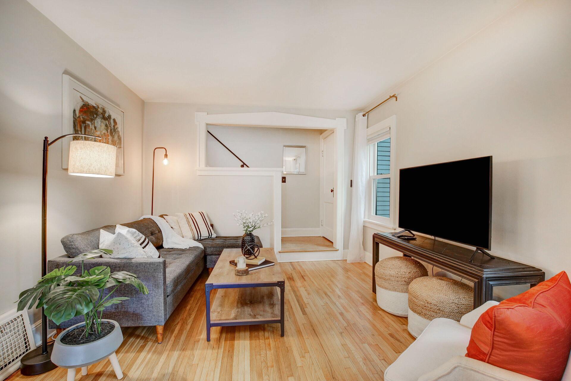 Visually staged living room.