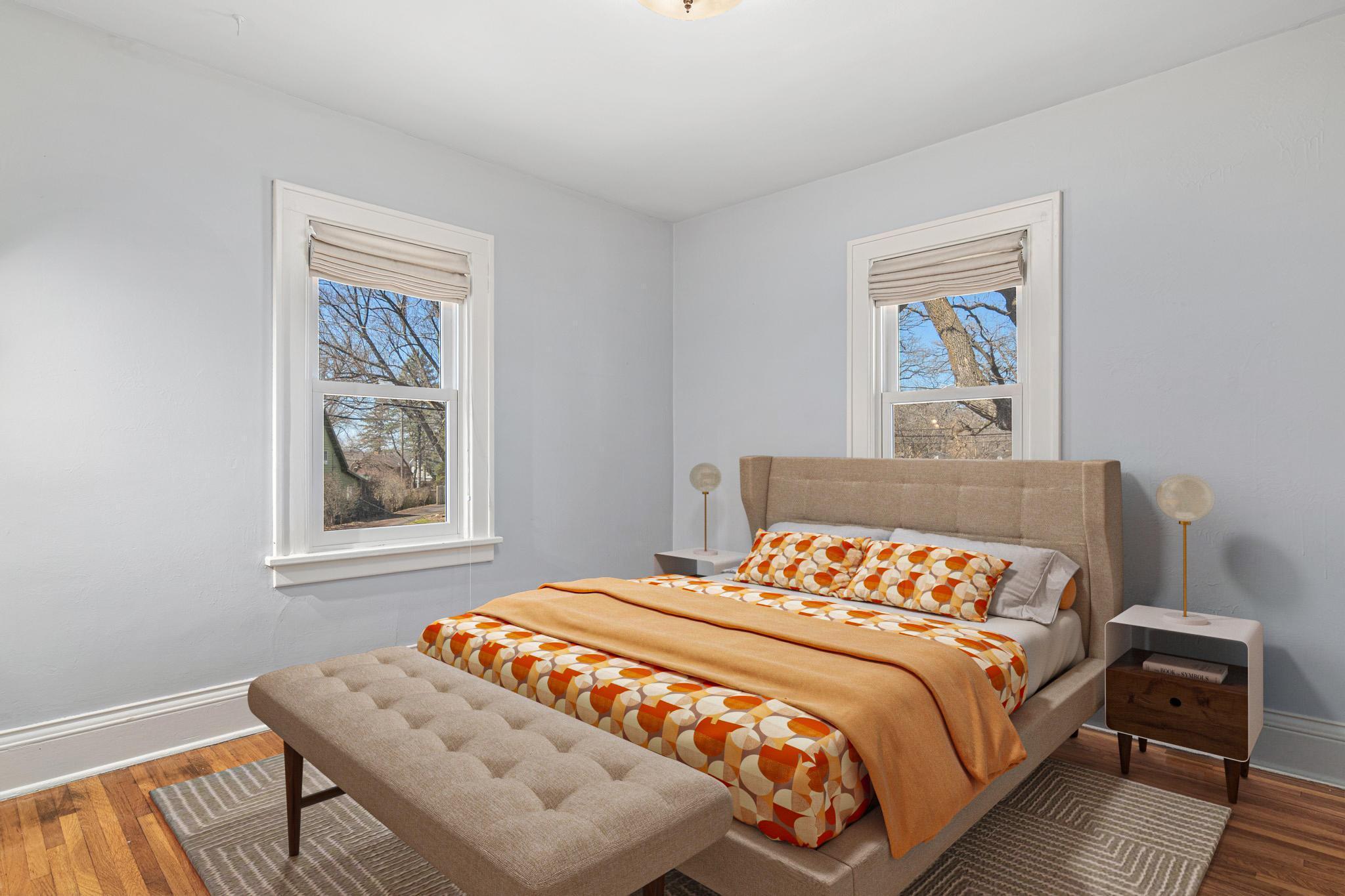 Second bedroom visually staged as a bedroom.