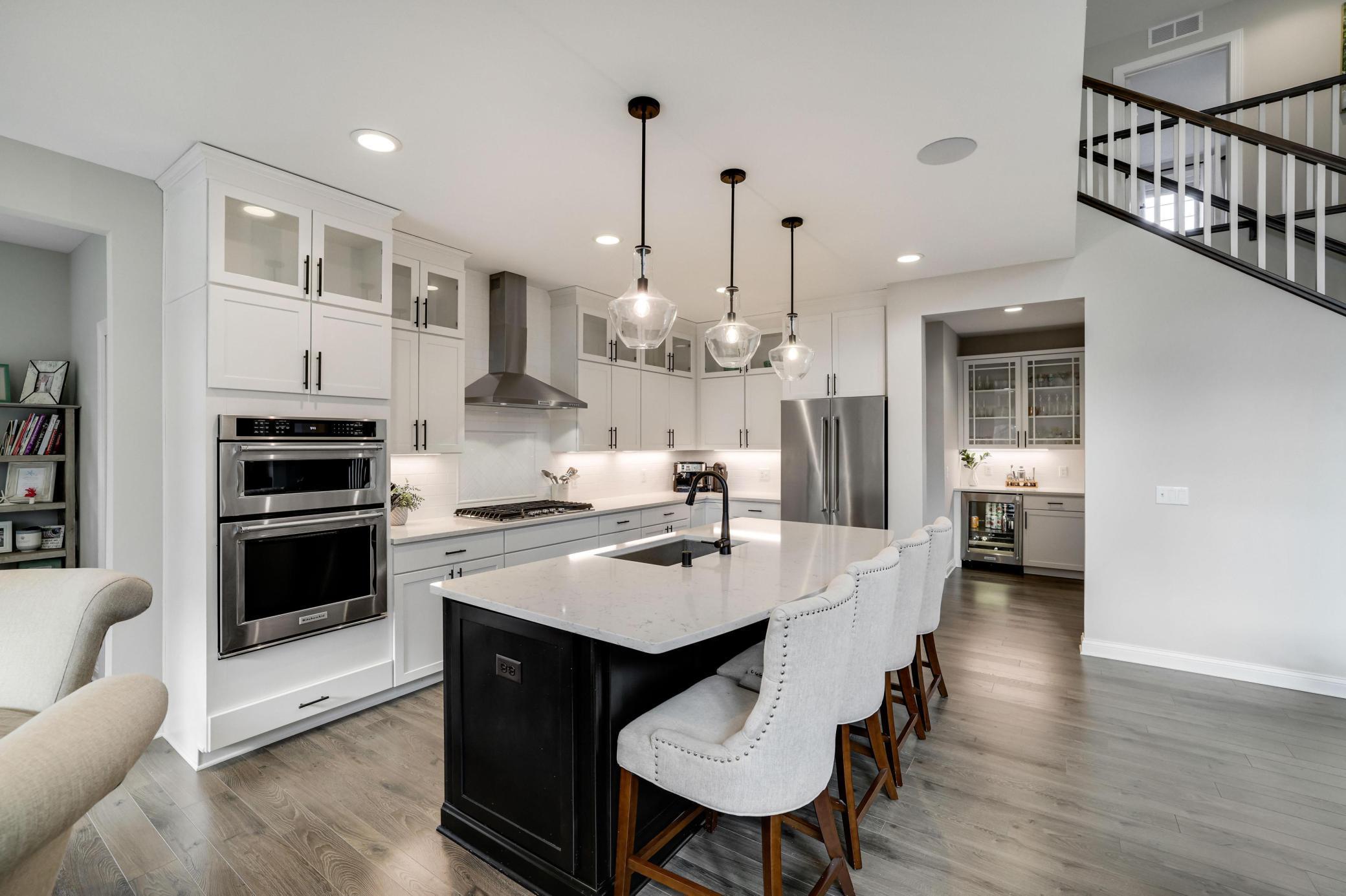 The large island is another option for casual dining