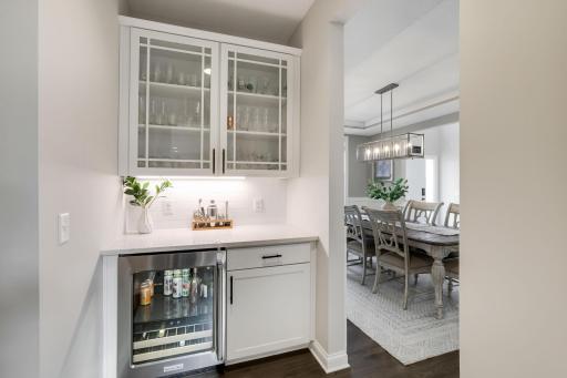 Handy coffee or wine bar for entertaining and storage