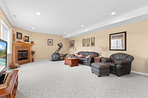 Lower Level Large Open Family Room with Gas Fireplace