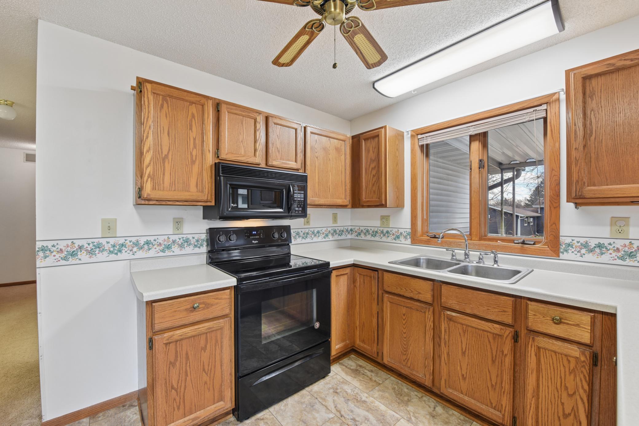 Kitchen with view to back yard