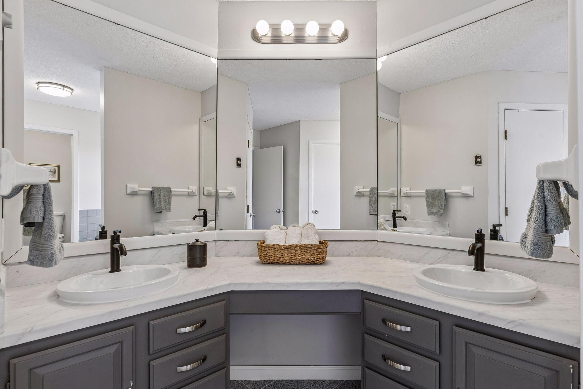 New sinks and faucets grace this space.