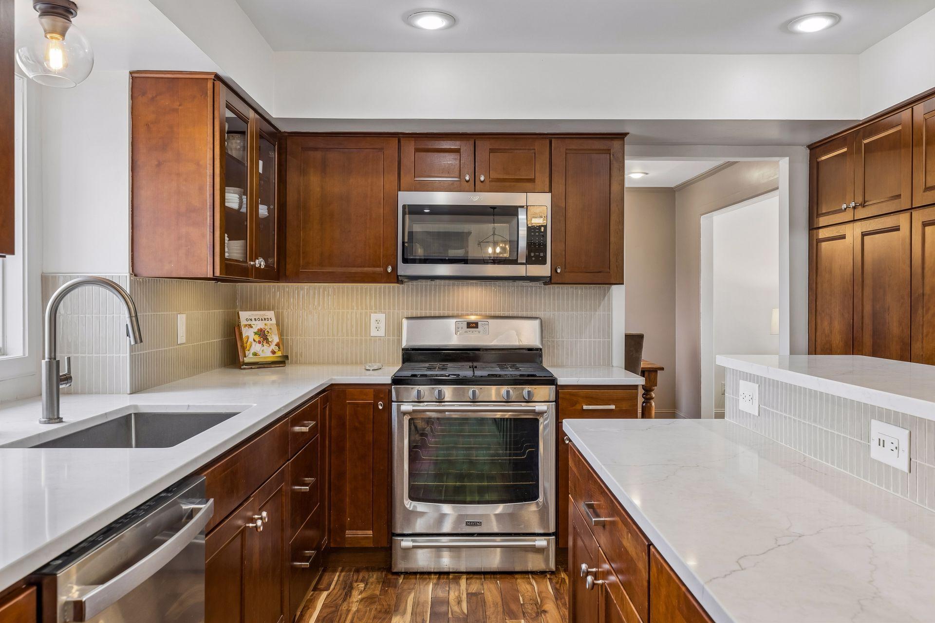 Pantry cupboards are very convenient.