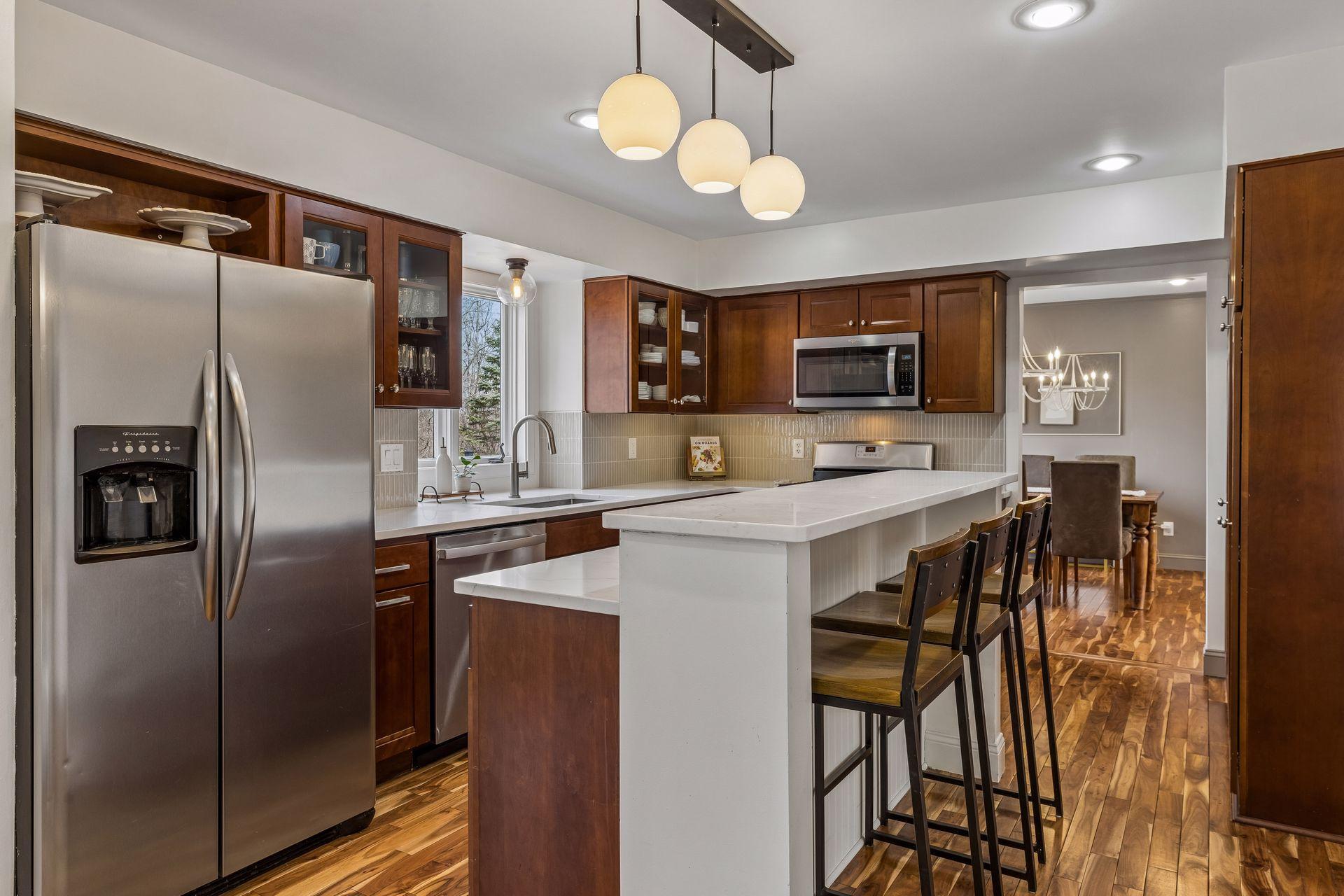 Newer stainless steel appliances.