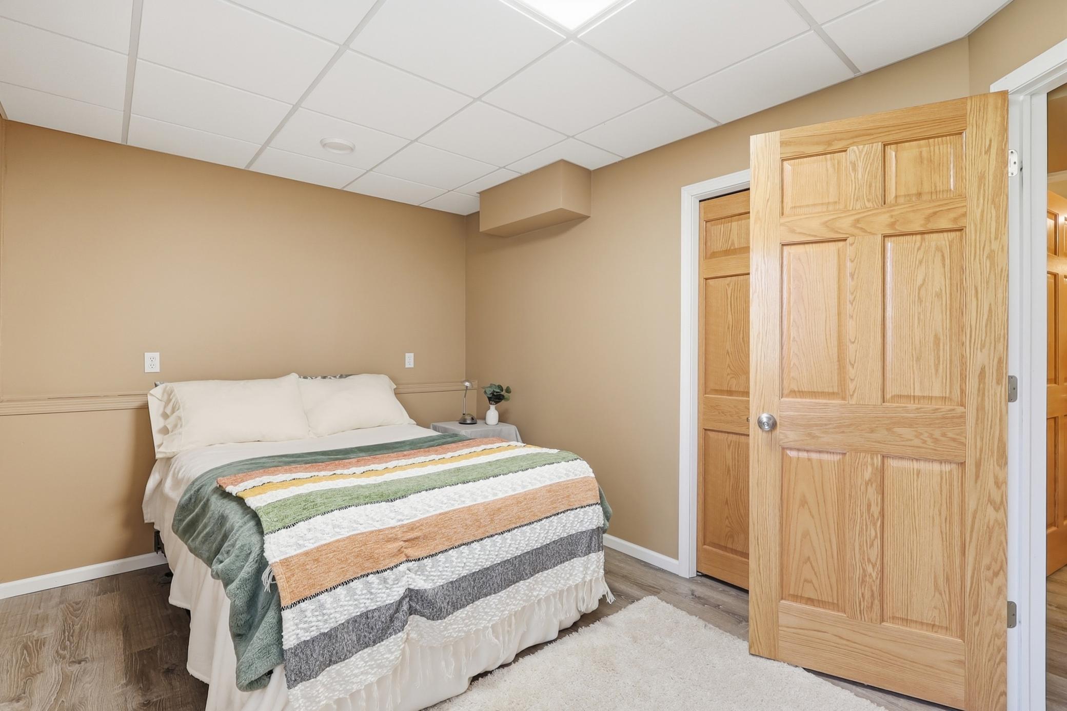 Lower level bedroom with generous closet