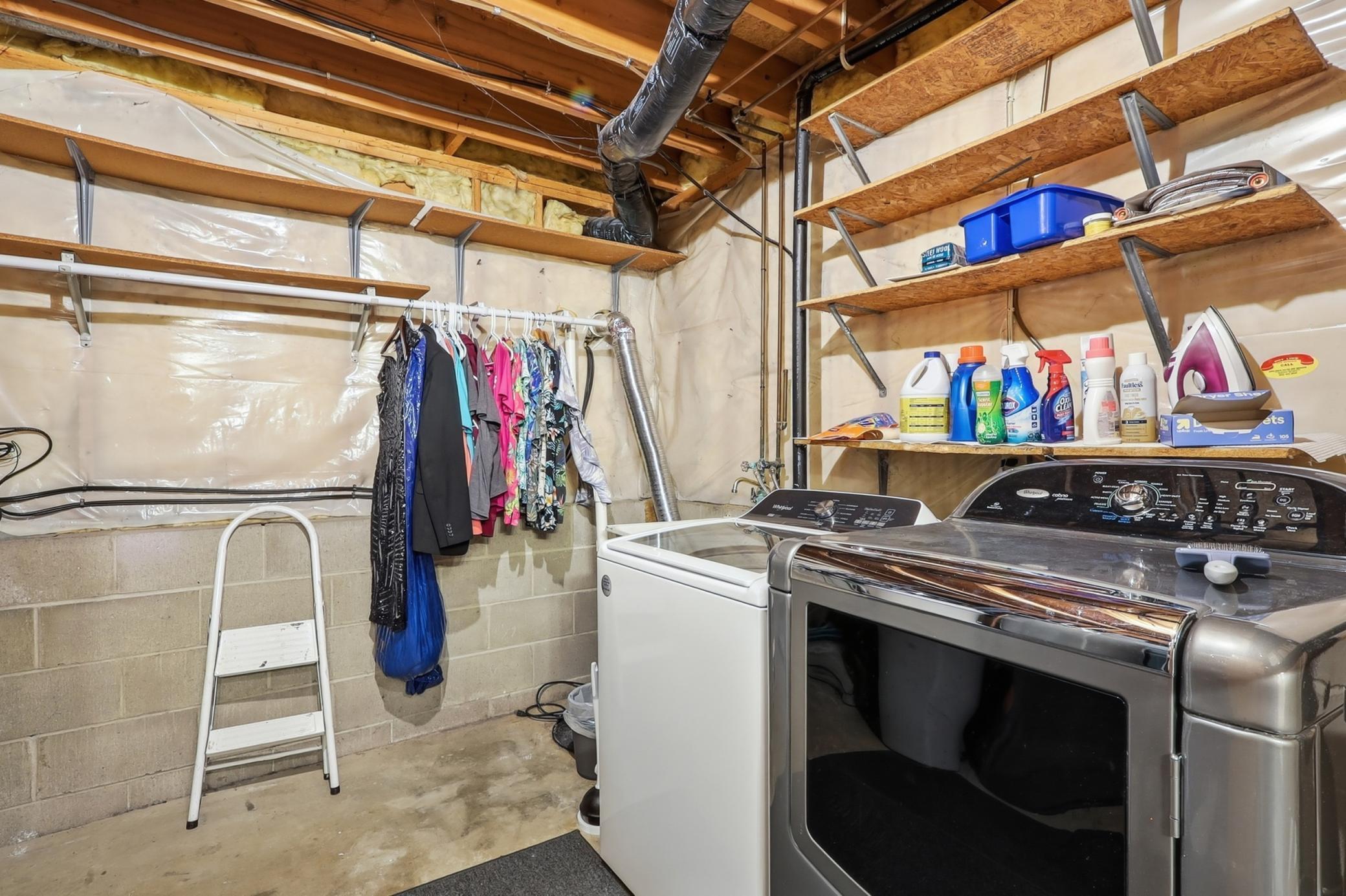 Laundry, mechanicals and storage on lower level