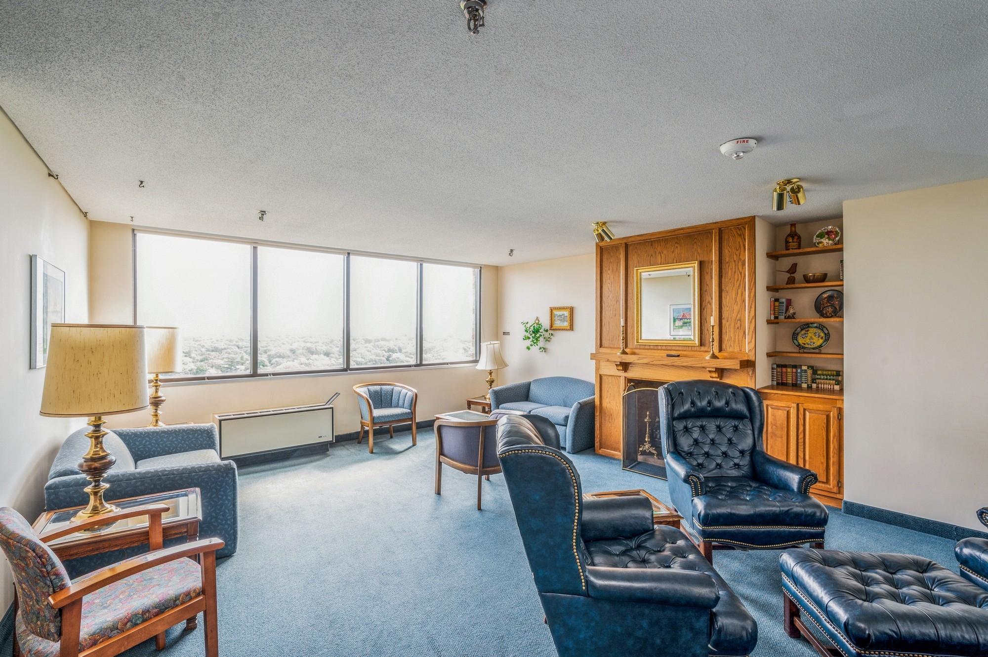 17th Floor Lounge with Fireplace