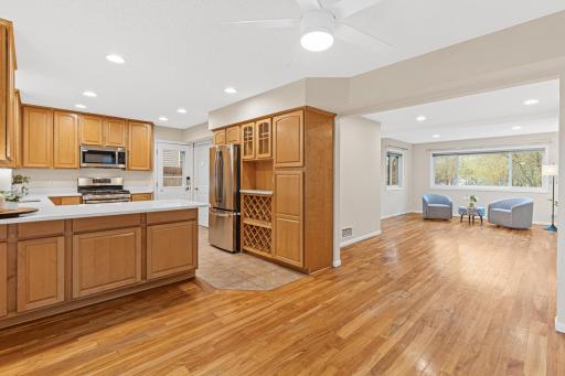 Open, flowing floor plan with gorgeous wood floors and newer windows.