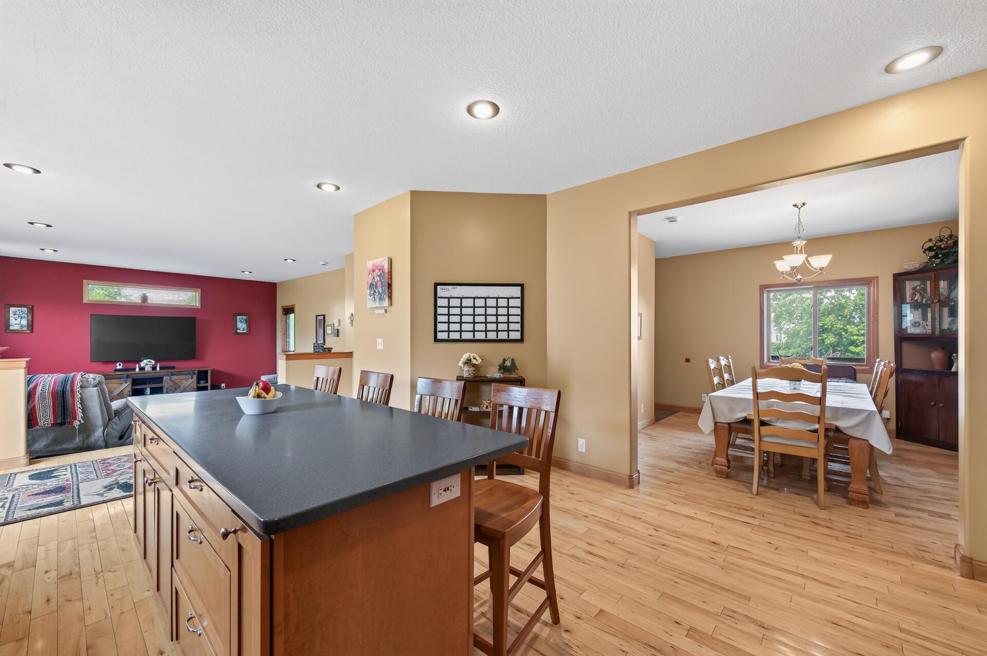 Easy flow to entertain from kitchen to formal dining area.